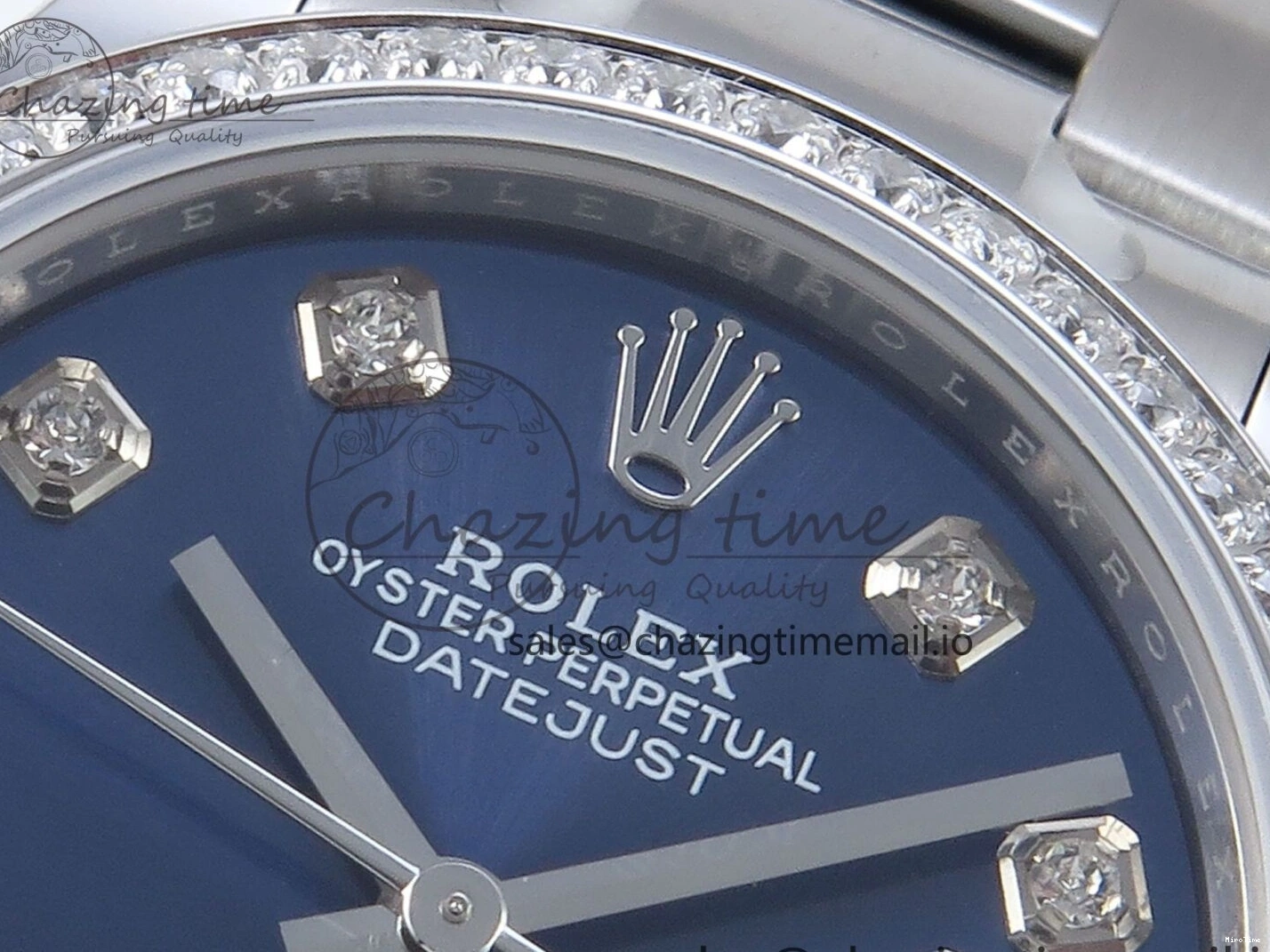 MiroTime 0421 TravelReady DateJust 31 278384RBR ARF 1:1 Best Edition 904L Steel Blue Diamonds Dial Diamonds Bezel on SS Oyster Bracelet ETA 434